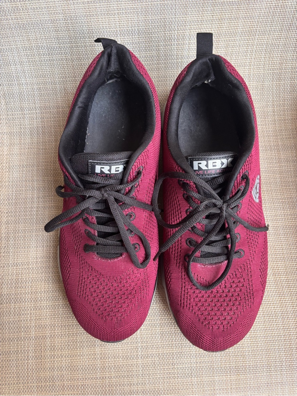 RBX Men's Maroon and Black Knit Sneakers